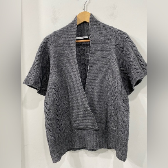 Autumn Cashmere Short Sleeve Cashmere Blend Sweater/ Vest in Heathered Grey S - Picture 2 of 9